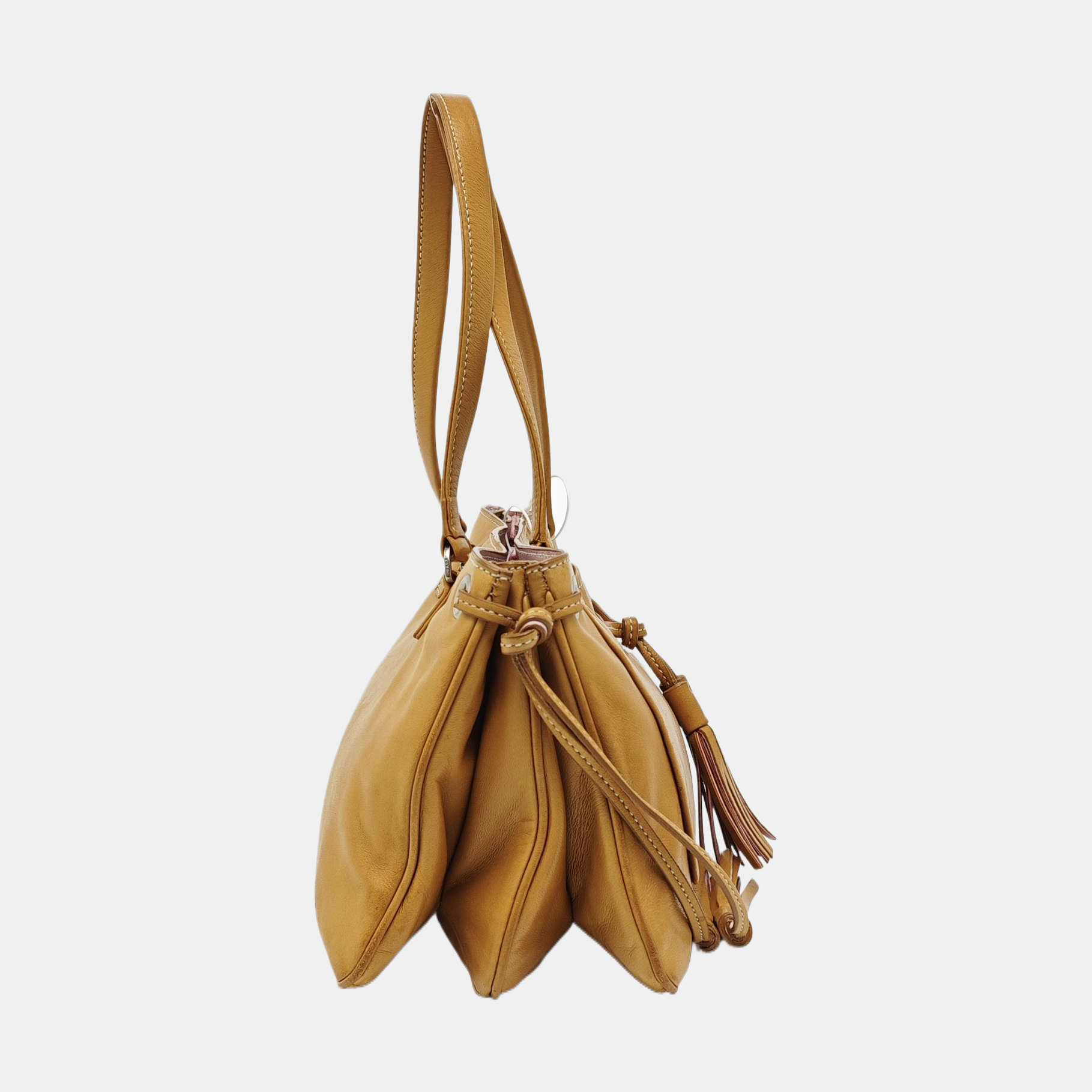 Lambskin Top Handle Bag Brown