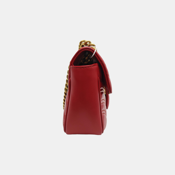GG Marmont Small Quilted Calfskin Red