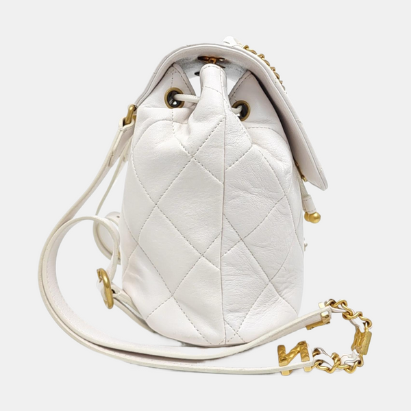 Quilted Lambskin Backpack White