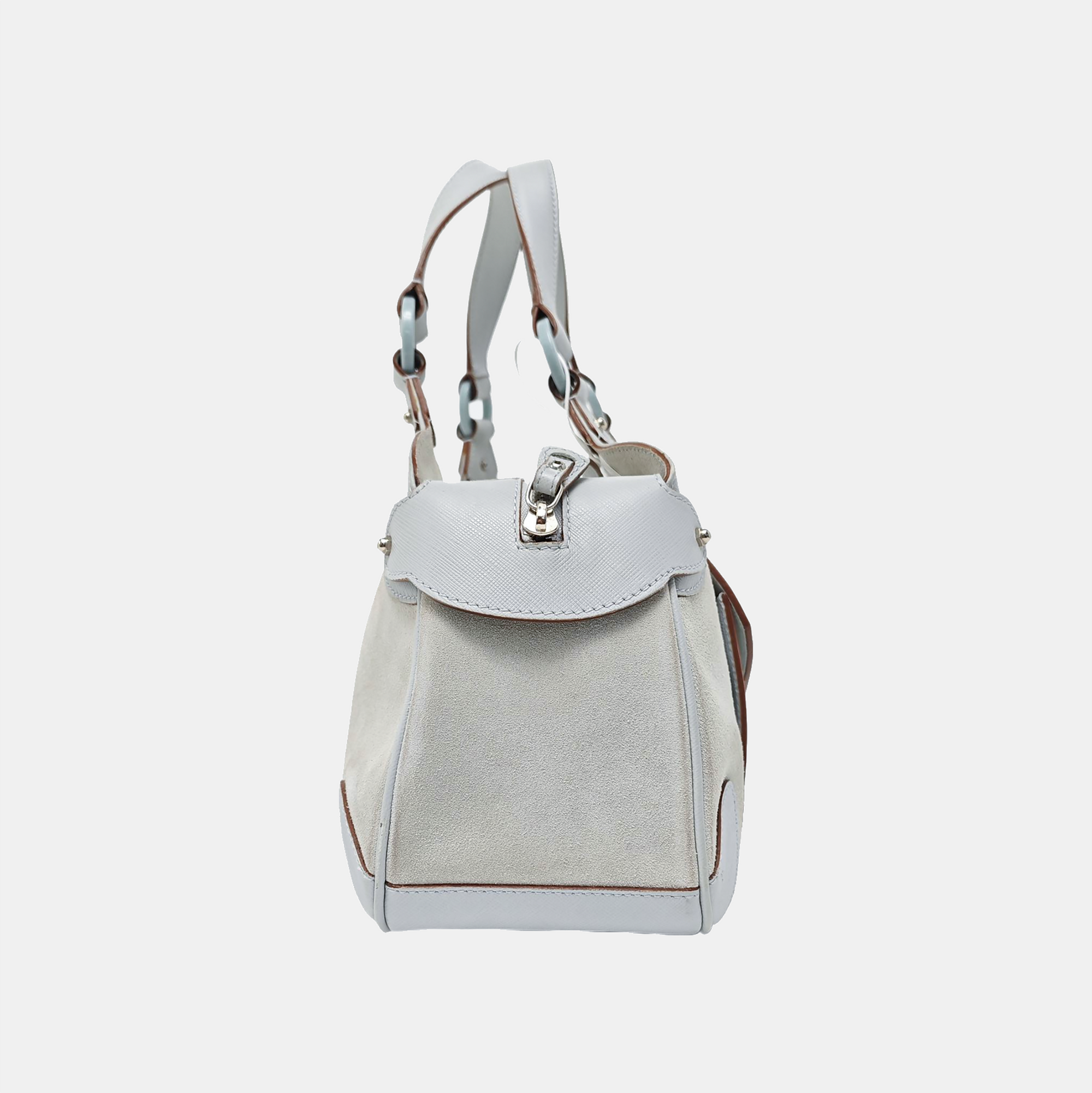 Suede Top Handle Bag Blue
