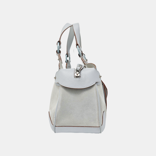 Suede Top Handle Bag Blue