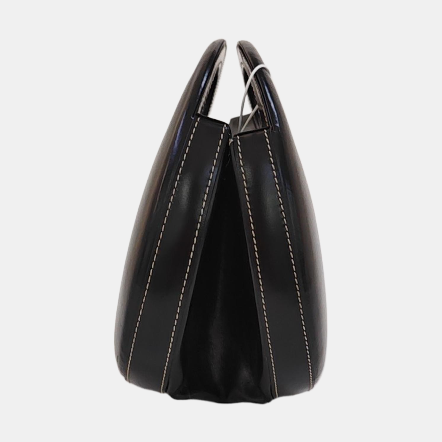 Calfskin Top Handle Bag Black