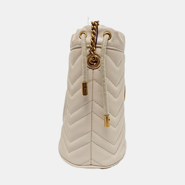 GG Marmont Mini Quilted Calfskin White