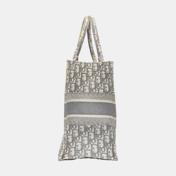 Book Tote Medium Oblique Canvas White