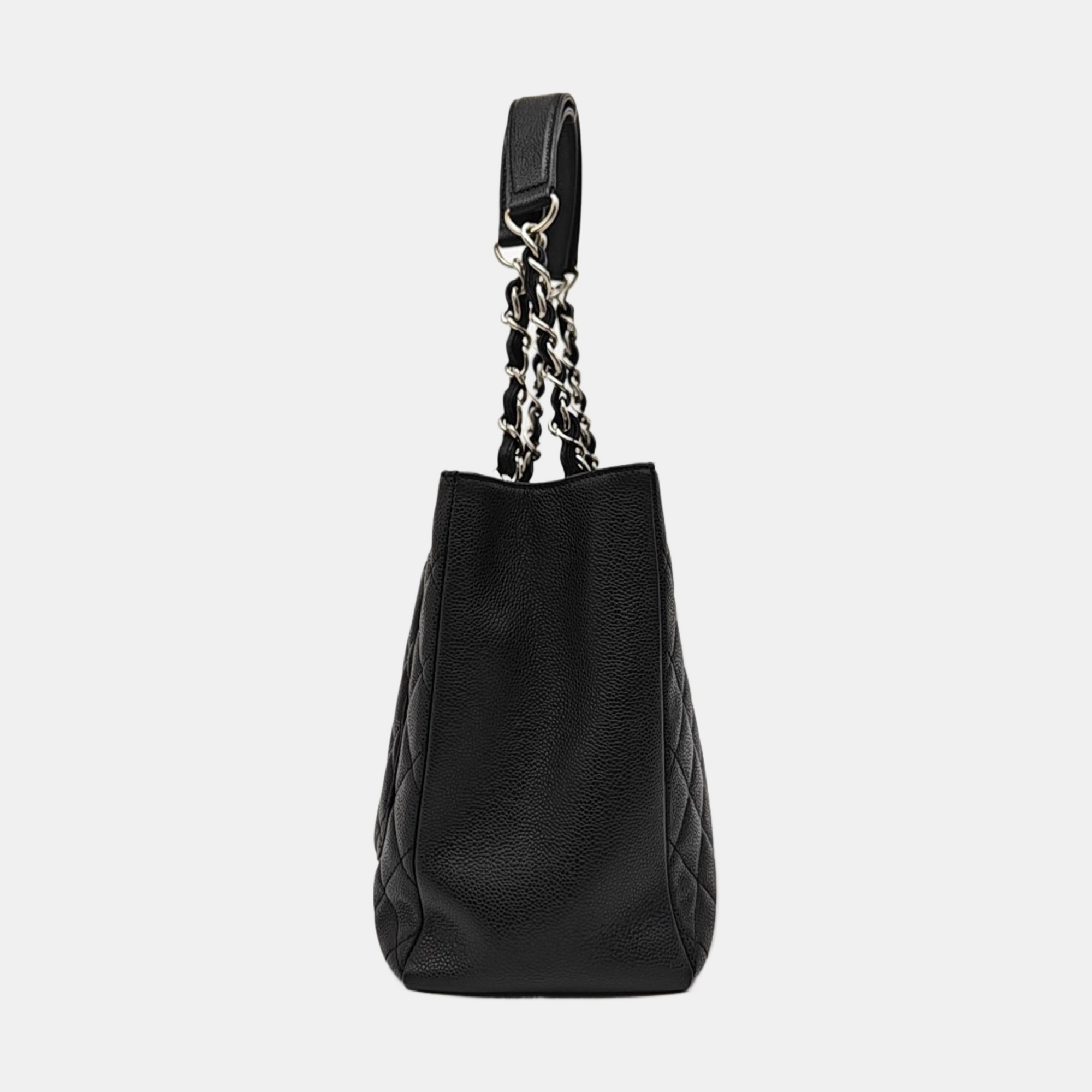 CHANEL GST Large Quilted Grained Calfskin Brown
