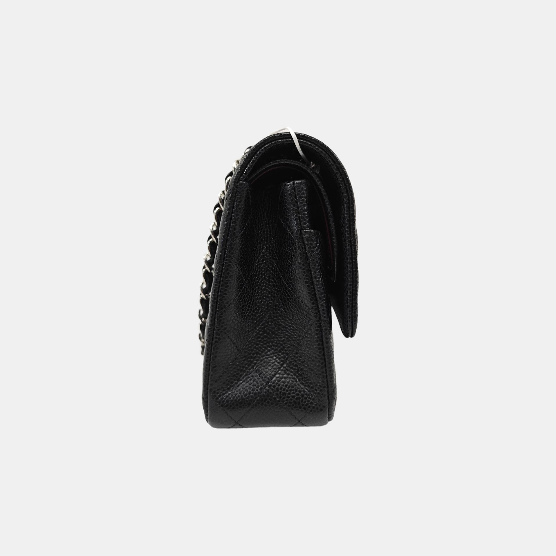 CLASSIC FLAP Small Quilted Grained Calfskin Black