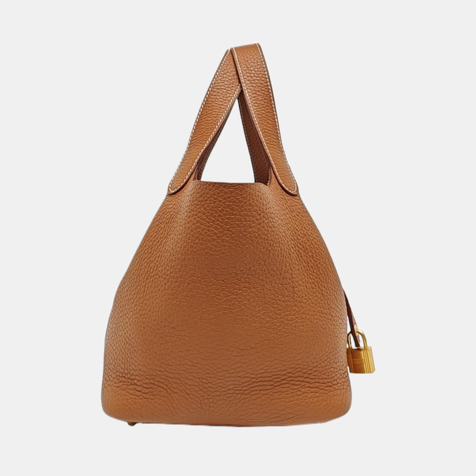 Authenticated pre-owned  Picotin Lock 18 Clemence Brown - Bucket Bag at Looply