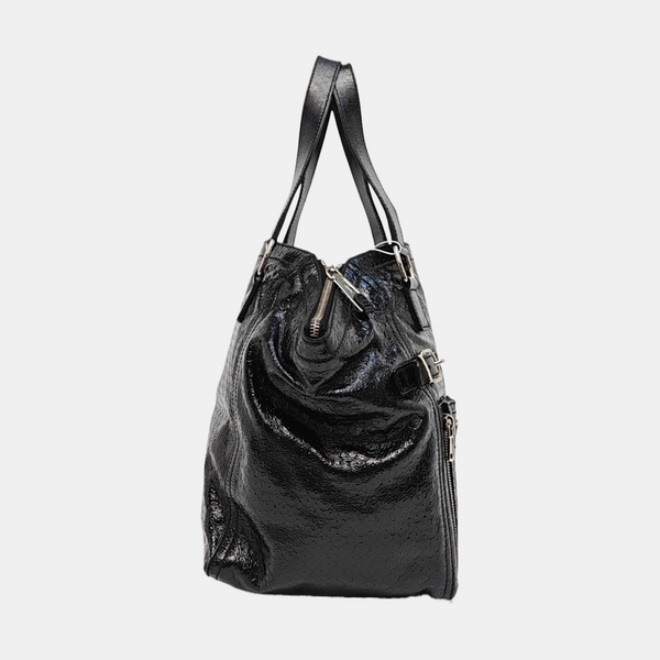 Patent Leather Top Handle Bag Black