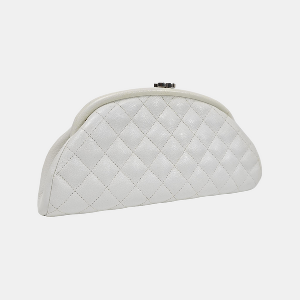 Quilted Lambskin Clutch White