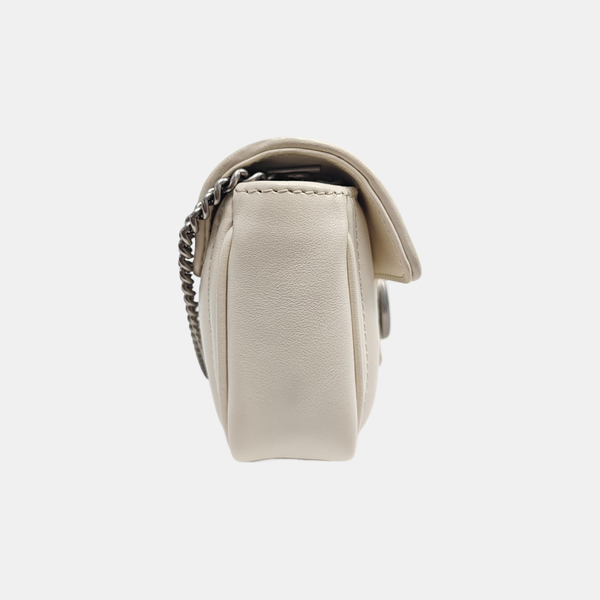 GG Marmont Mini Quilted Calfskin White