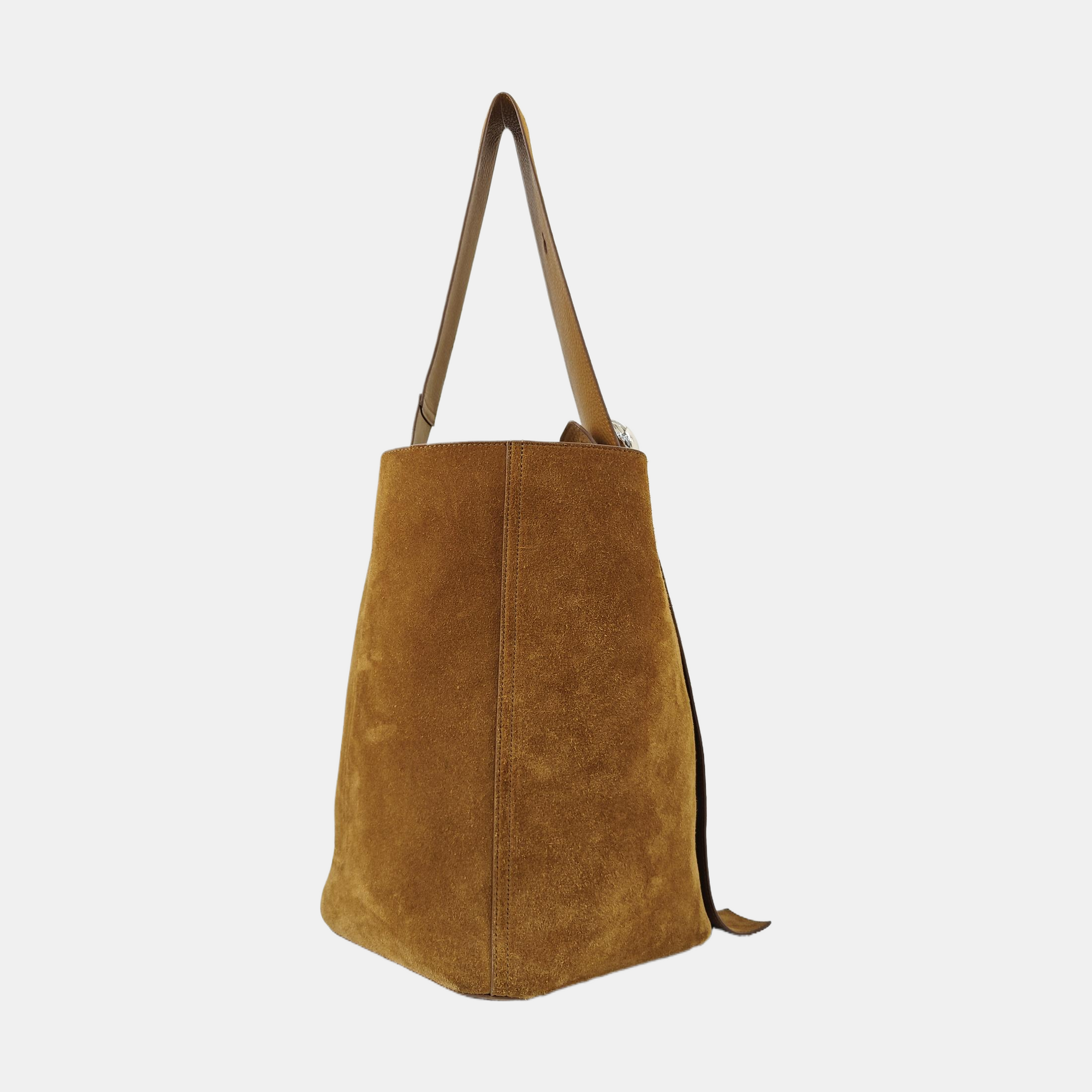 Pebble Bucket Large Suede Brown