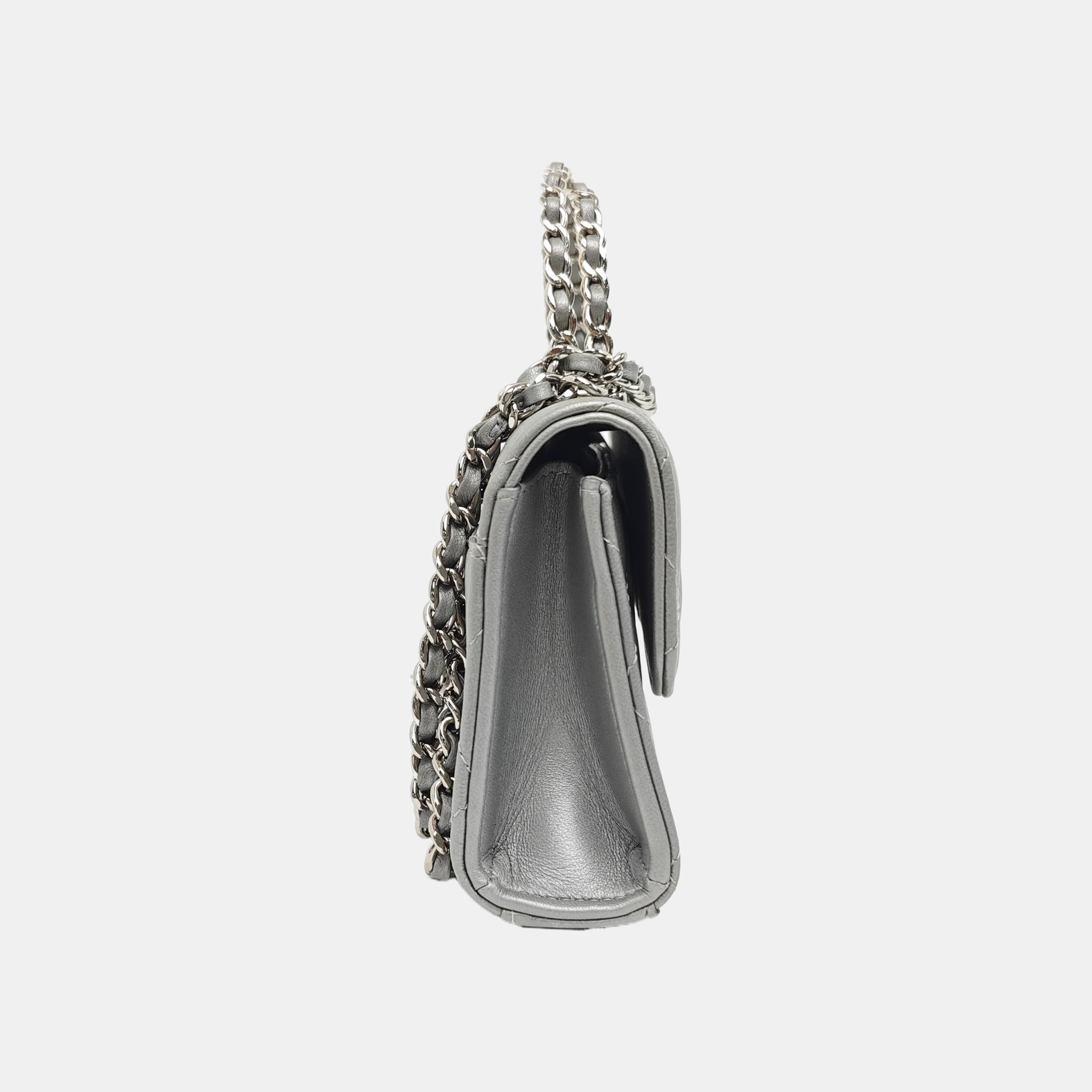 Quilted Lambskin Shoulder Bag Silver