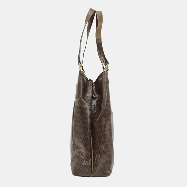Coated Canvas Tote Bag Large Brown