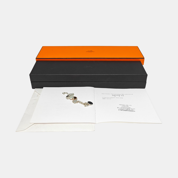 Hermes Ex-Libris 18k Rose Gold Silver Bracelet