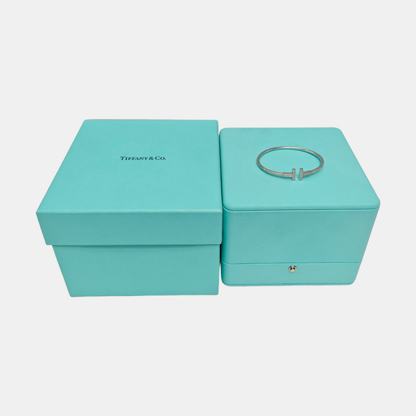Tiffany T 18k White Gold Silver Bangle