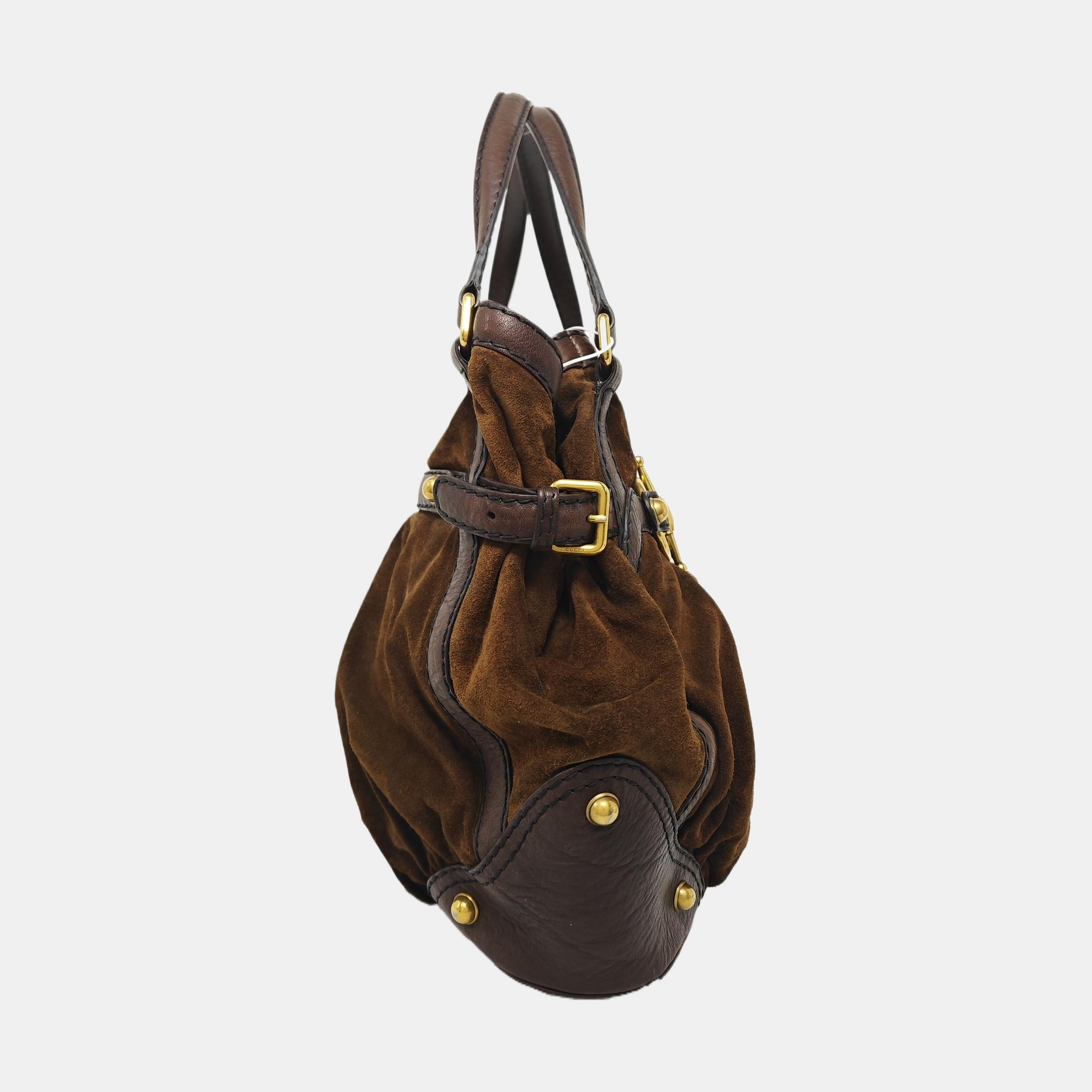 Suede Top Handle Bag Brown