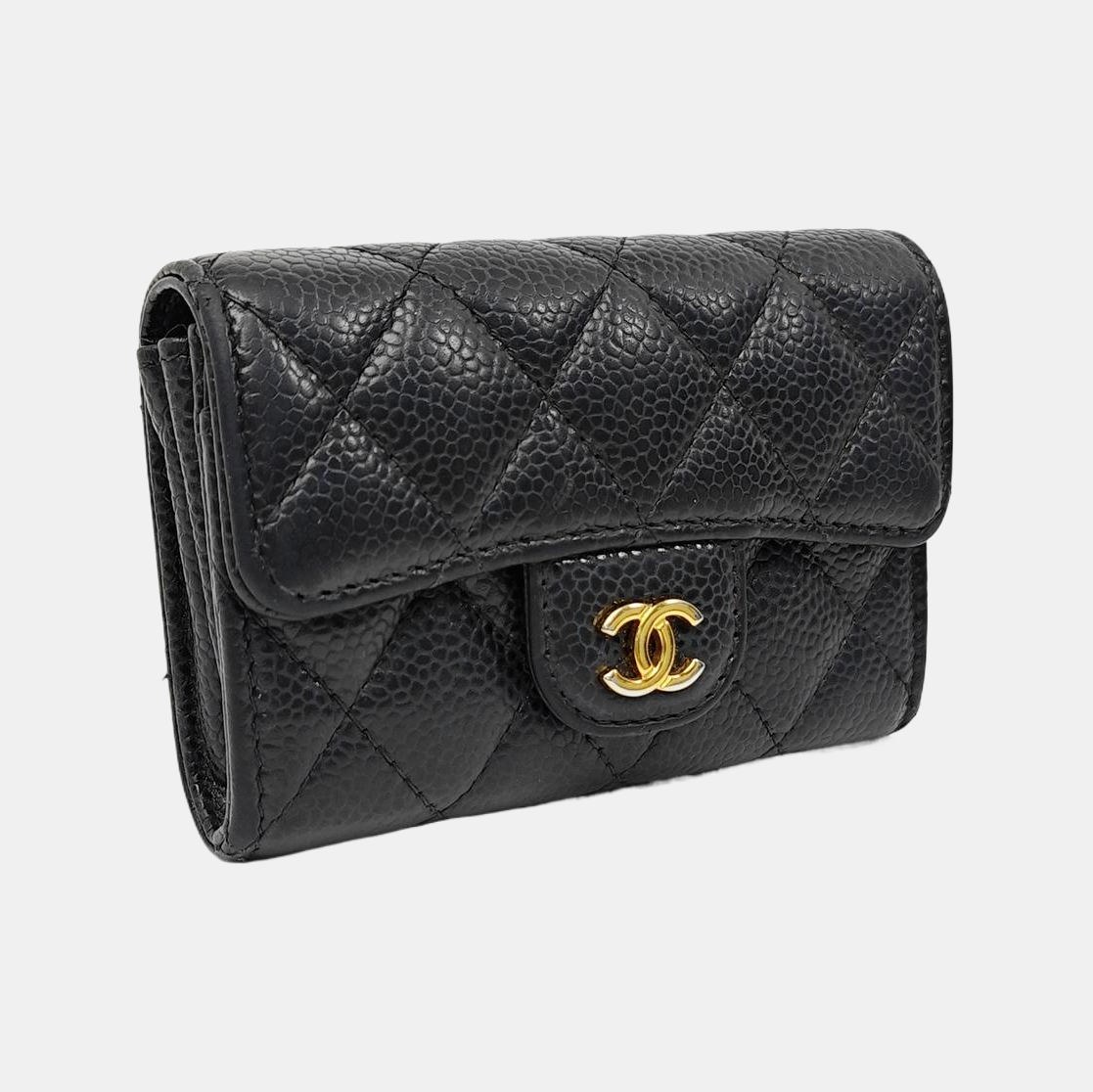 CLASSIC FLAP Quilted Grained Calfskin Black Card Holder