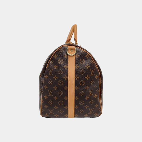 KEEPALL 55 Monogram Coated Canvas Brown