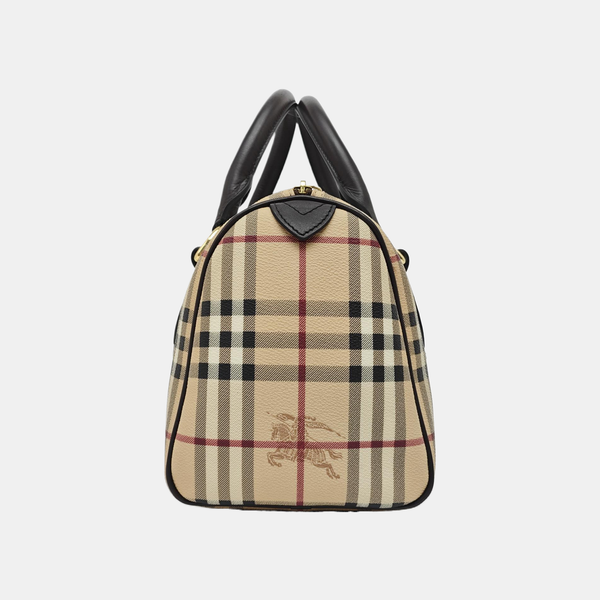 Coated Canvas Top Handle Bag Beige