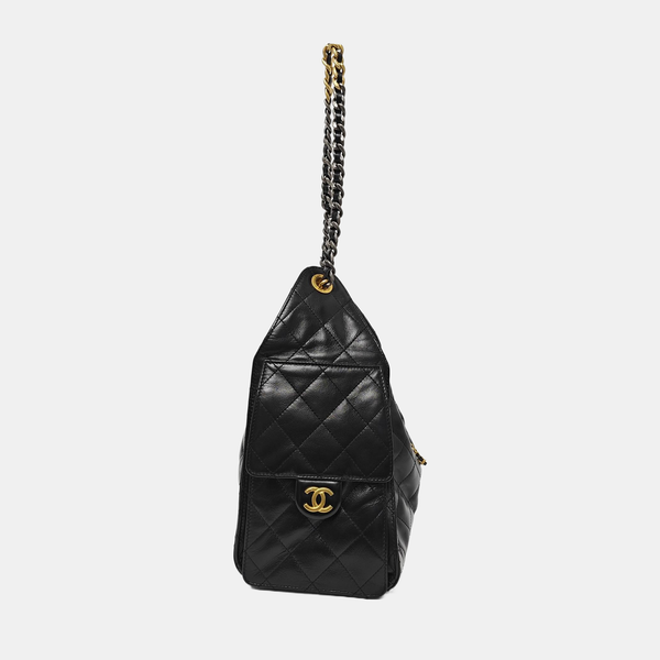 CHANEL 25 Small Quilted Canvas Black