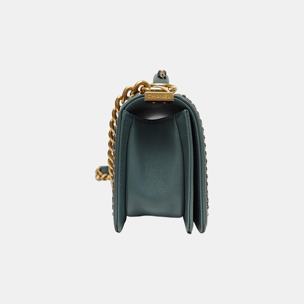 BOY CHANEL Small Quilted Calfskin Green