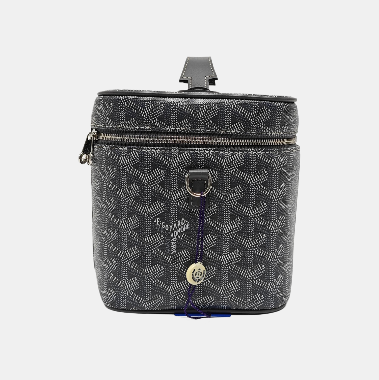 Coated Canvas Top Handle Bag Gray