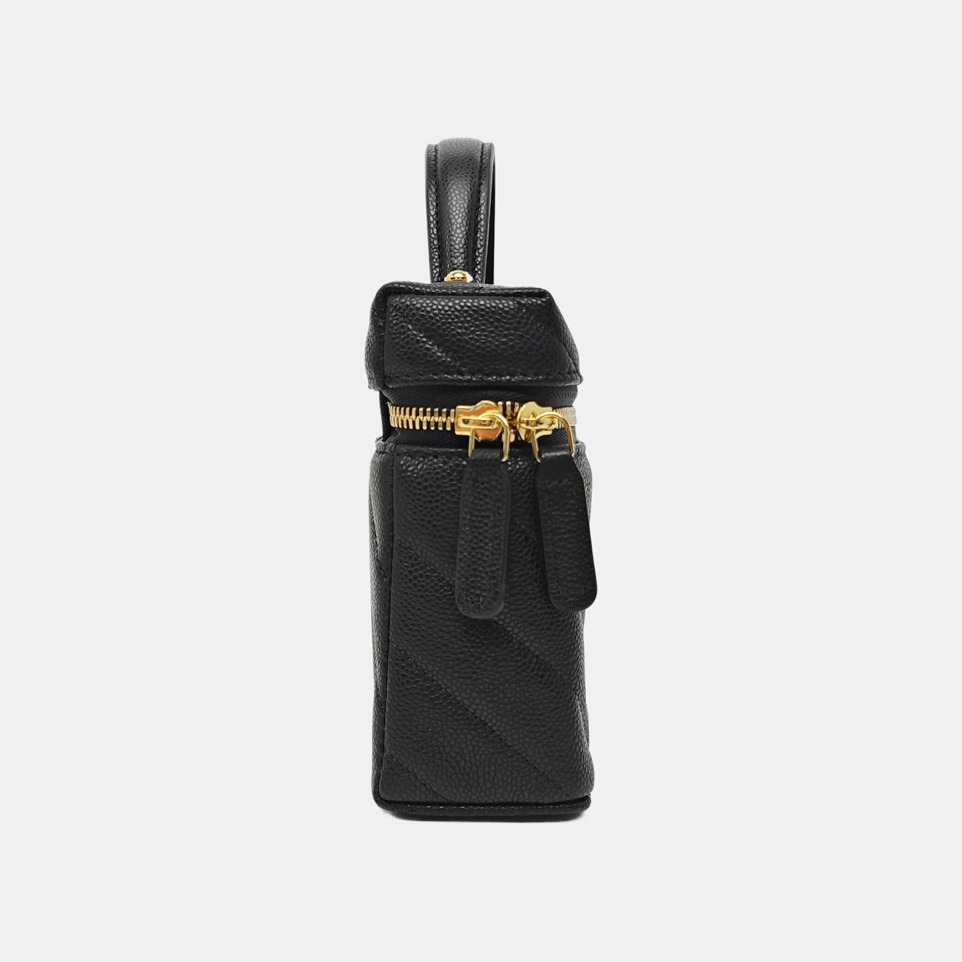 Quilted Grained Calfskin Shoulder Bag Black