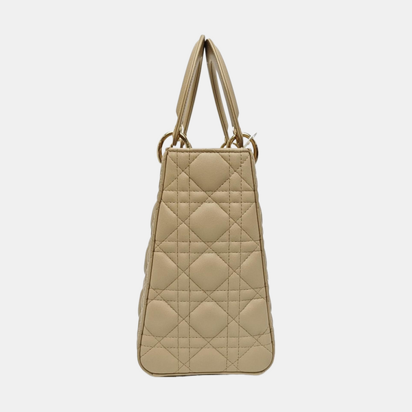Lady Dior Medium Cannage Calfskin Beige