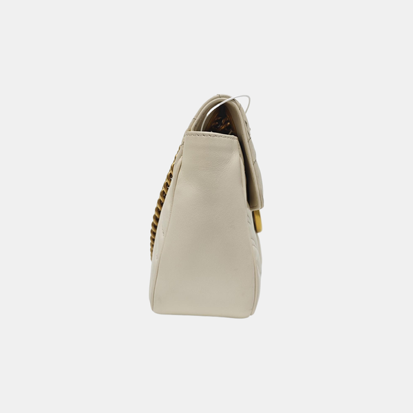 GG Marmont Medium Quilted Calfskin White