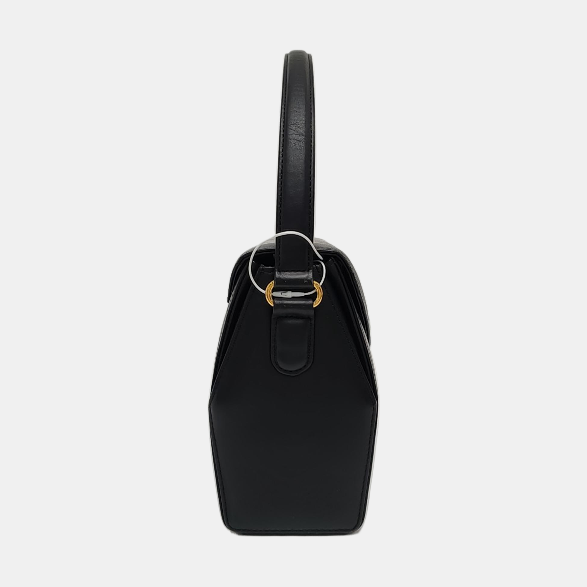 Calfskin Top Handle Bag Black