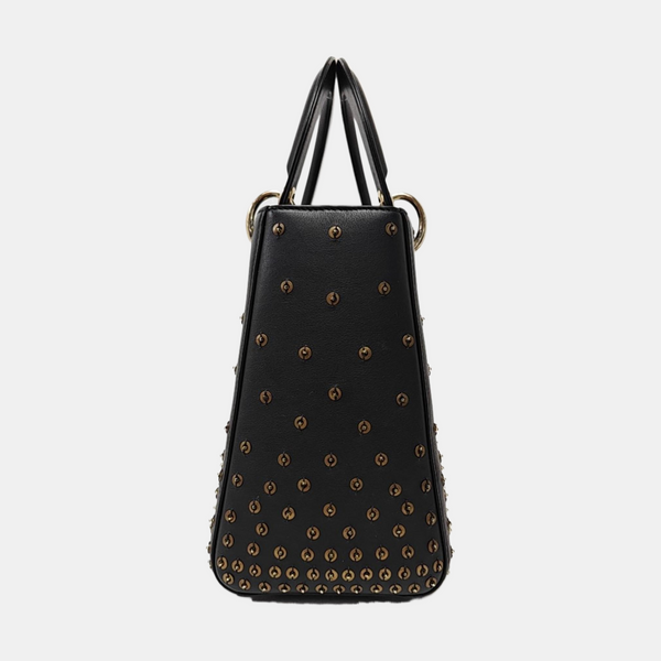 Authenticated pre-owned  Lady Dior Medium Quilted Calfskin Black - Tote Bag at Looply