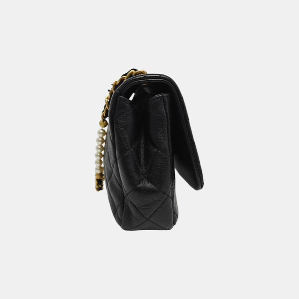 Quilted Calfskin Shoulder Bag Black