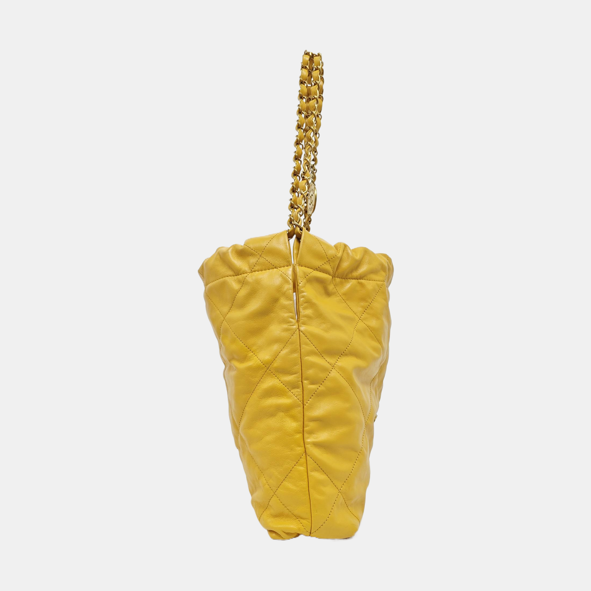 CHANEL 22 Small Quilted Calfskin Yellow
