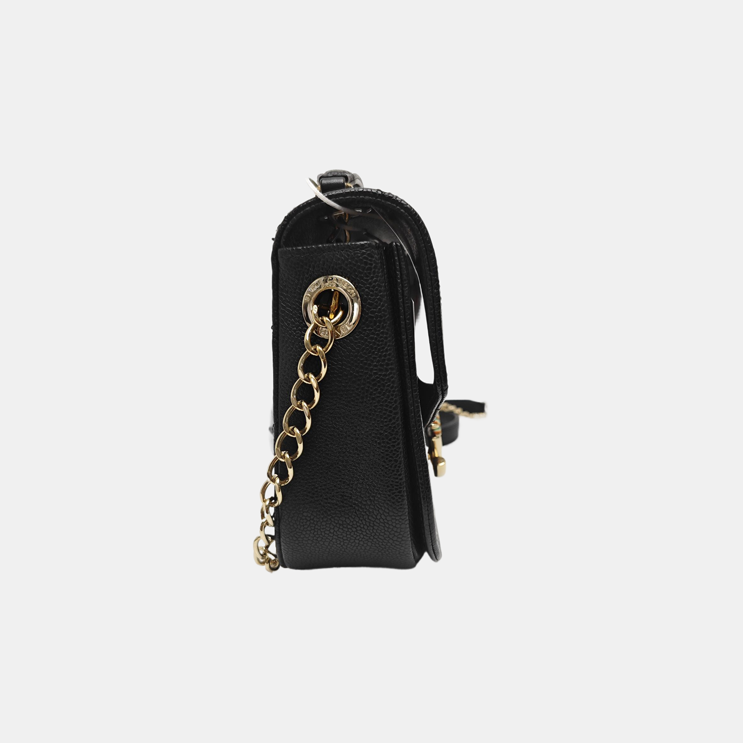 Quilted Grained Calfskin Shoulder Bag Black