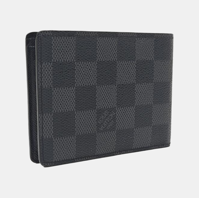AMERIGO Damier Graphite Coated Canvas Gray Wallet