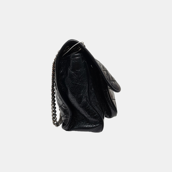 NIKI Medium Chevron Calfskin Black