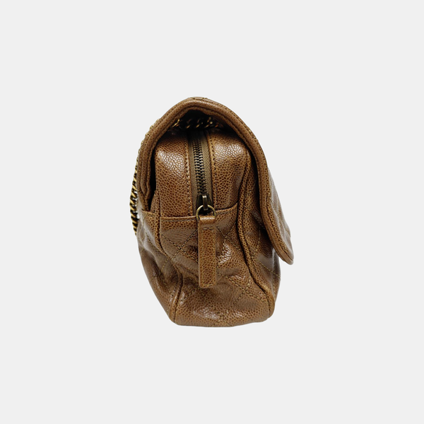 Quilted Calfskin Shoulder Bag Brown