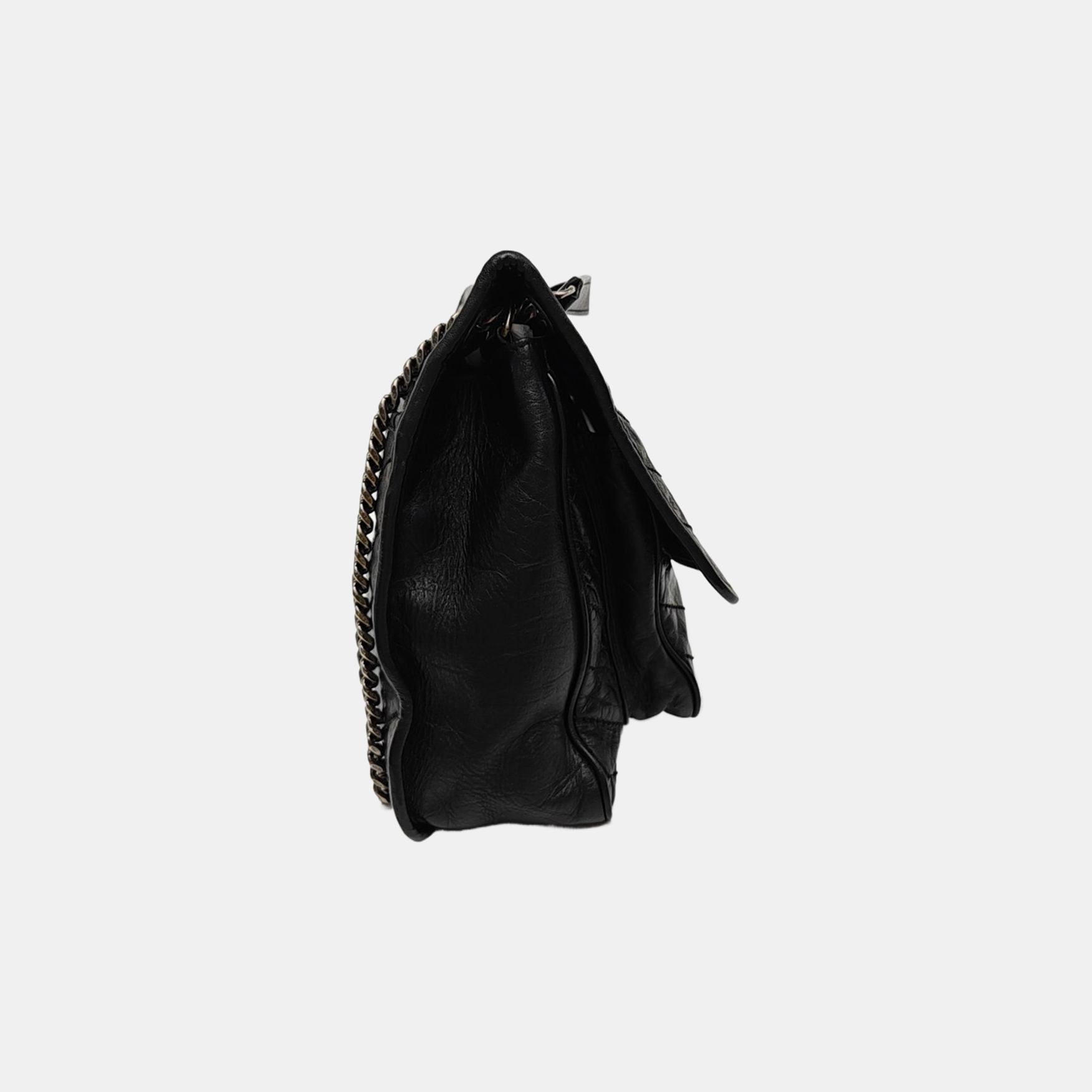 NIKI Large Chevron Calfskin Black