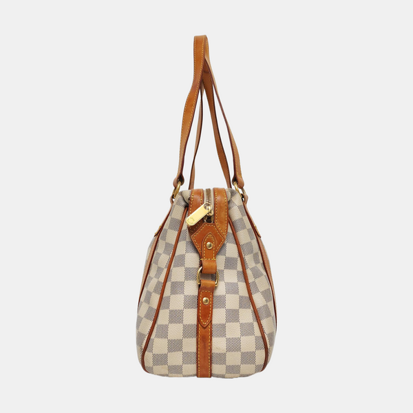 STRESA PM Damier Azur Coated Canvas White