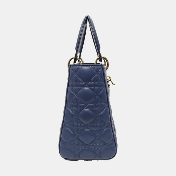 Lady Dior Medium Cannage Lambskin Blue