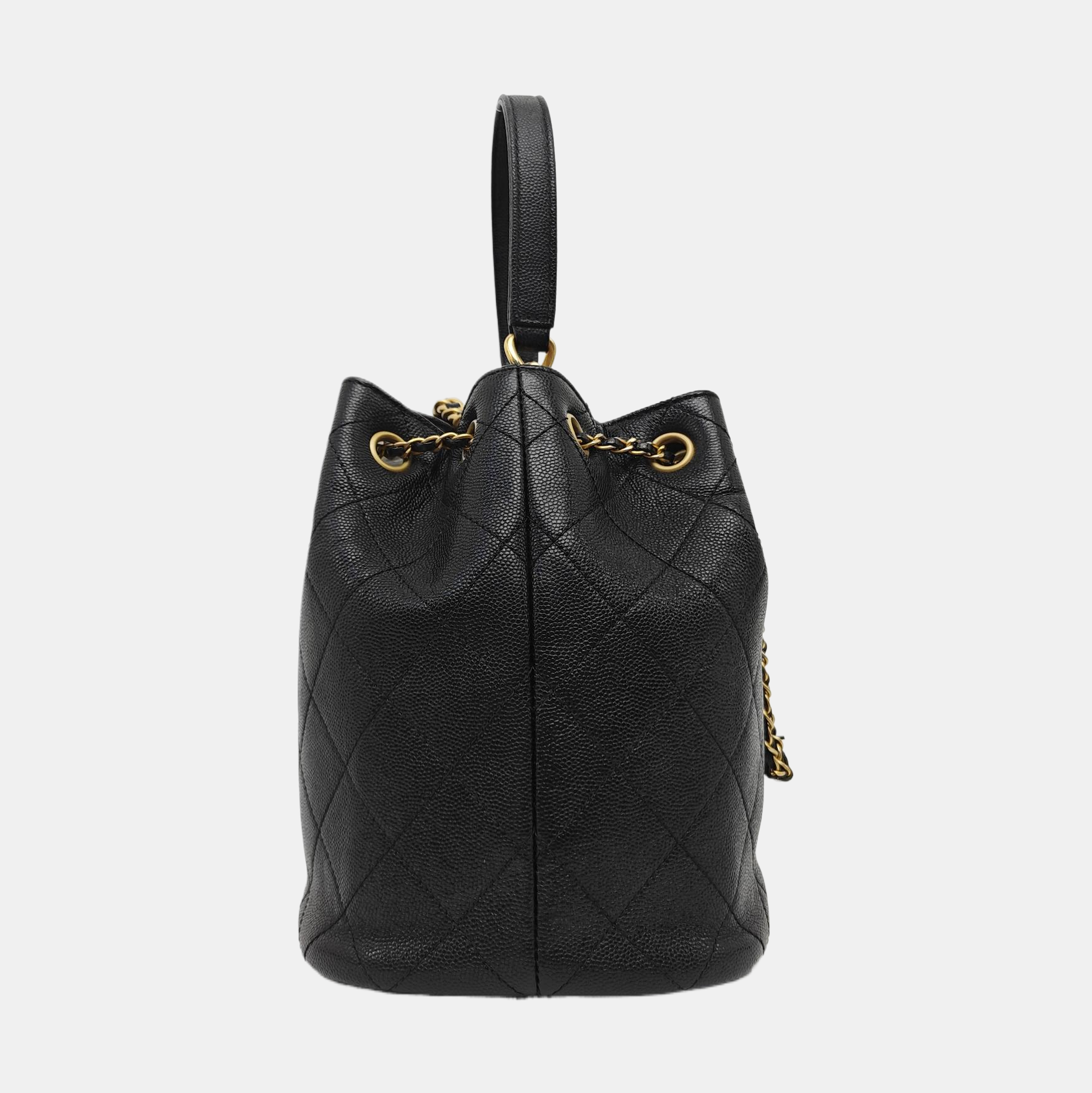 DRAWSTRING Quilted Calfskin Black