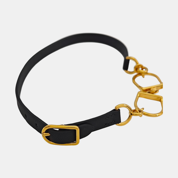 Etrier Leather Black Necklace
