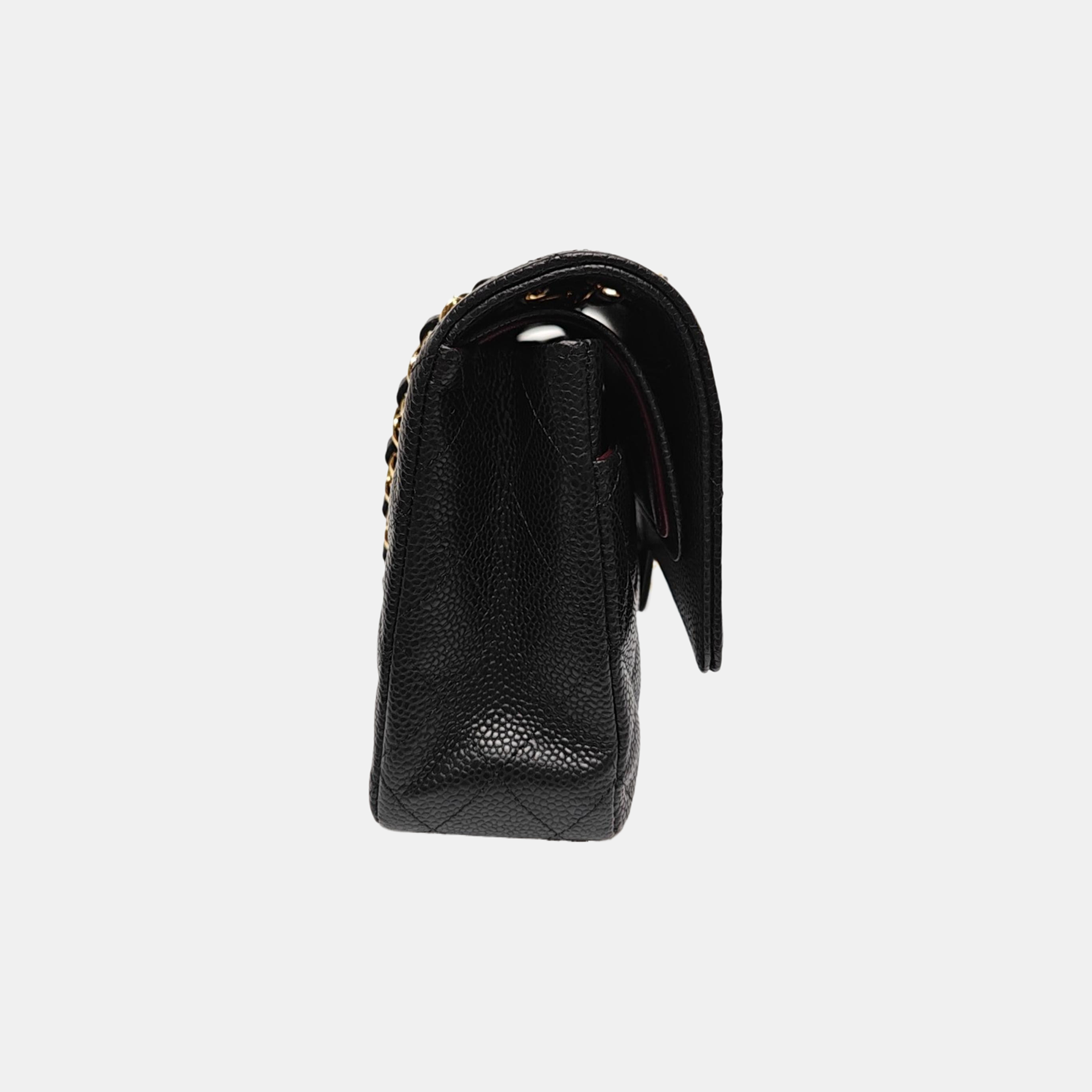 CLASSIC FLAP Medium Quilted Grained Calfskin Black