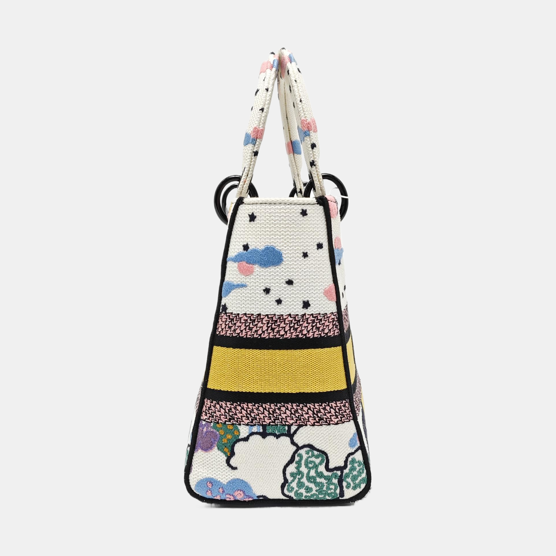 Authenticated pre-owned  Lady D-Lite Medium Fabric White - Tote Bag at Looply