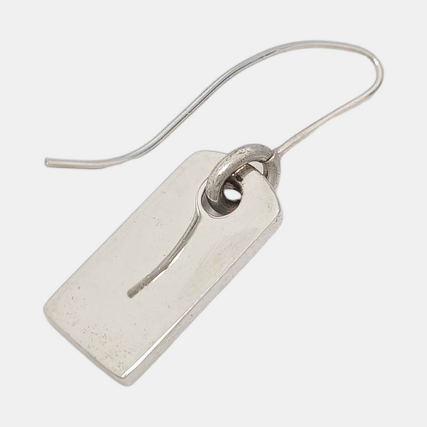 Authenticated pre-owned  Dog Tag Silver Tone Metal Synthetic Crystal Silver Earring - Earrings at Looply