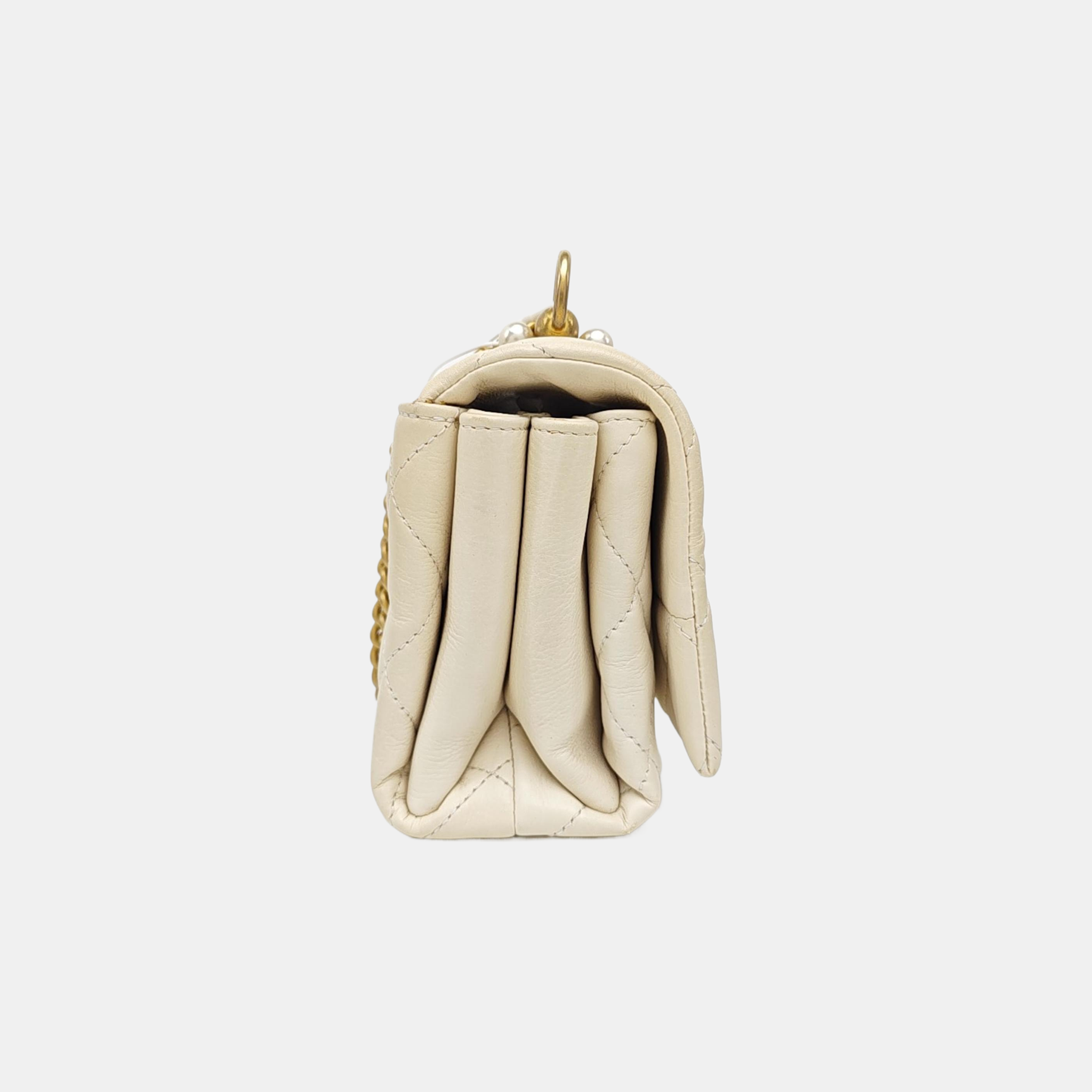 Quilted Calfskin Shoulder Bag White