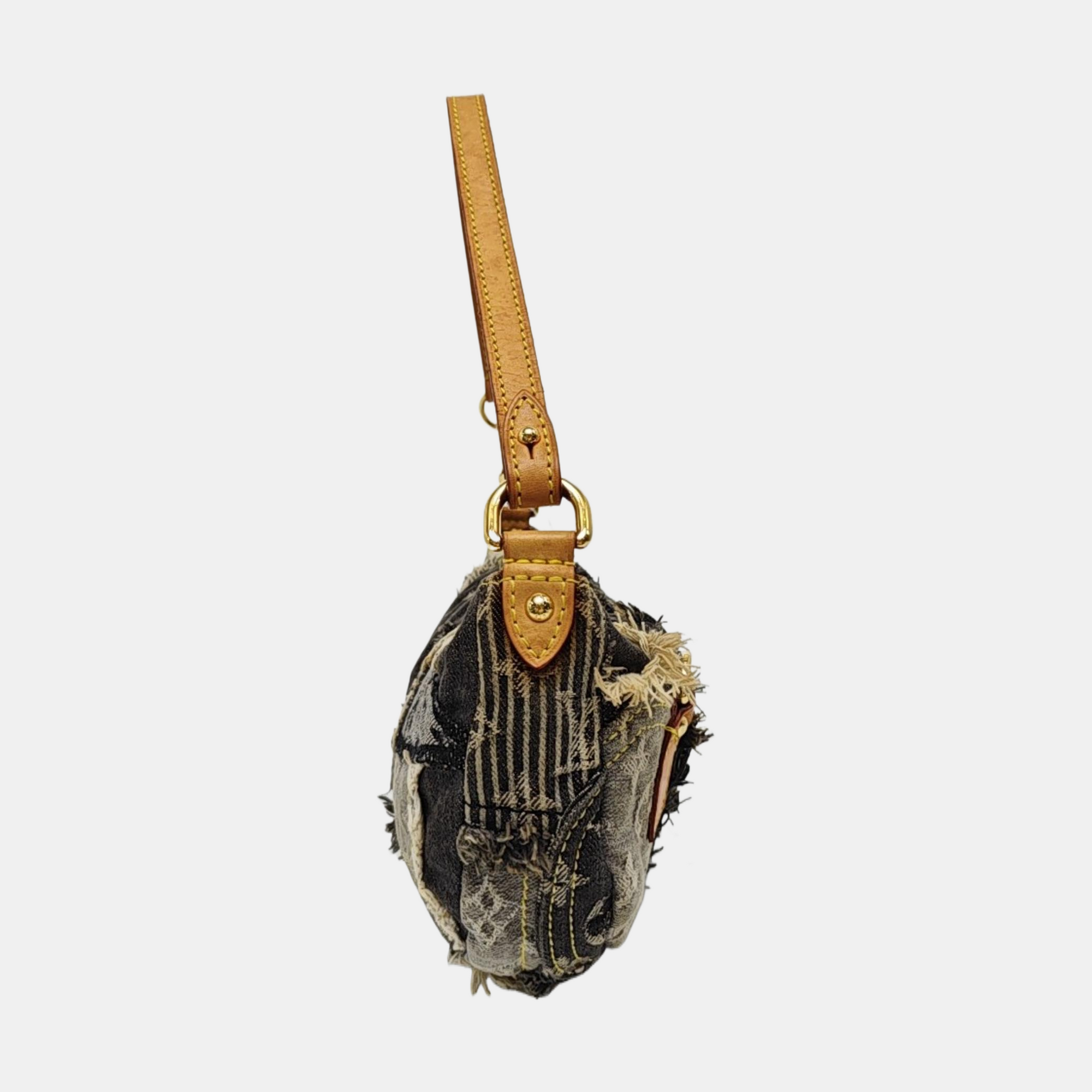Monogram Denim Top Handle Bag Black