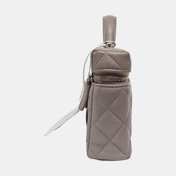 VANITY CASE Quilted Grained Calfskin Gray