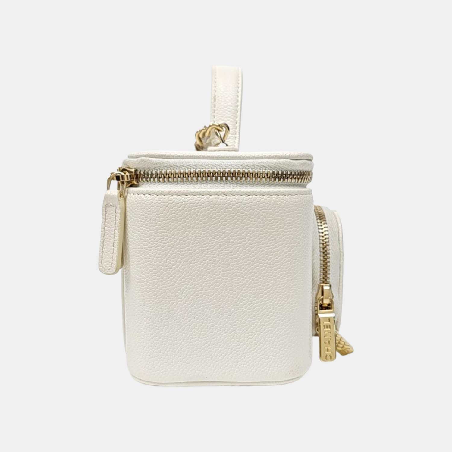 VANITY CASE Medium Quilted Grained Calfskin White