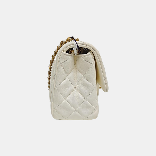 CLASSIC FLAP Mini Quilted Lambskin White